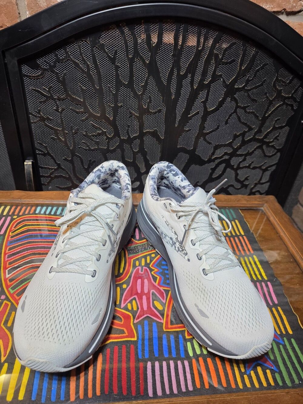 Brooks Ghost 15 Running Shoes Mens 13 D Gray Camo Athletic Trainer Road Running